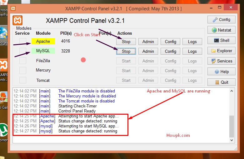 xampp install apache as service