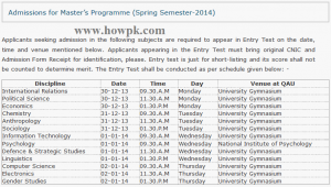 Quaid-e-Azam-University admission news [howpk.com]