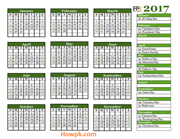 2017 islamic calendar usa