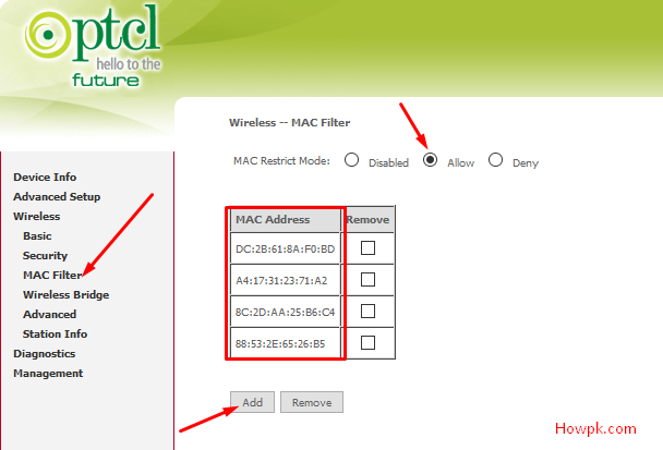 How To Secure PTCL WiFi Connection by applying MAC filter [howpk.com]