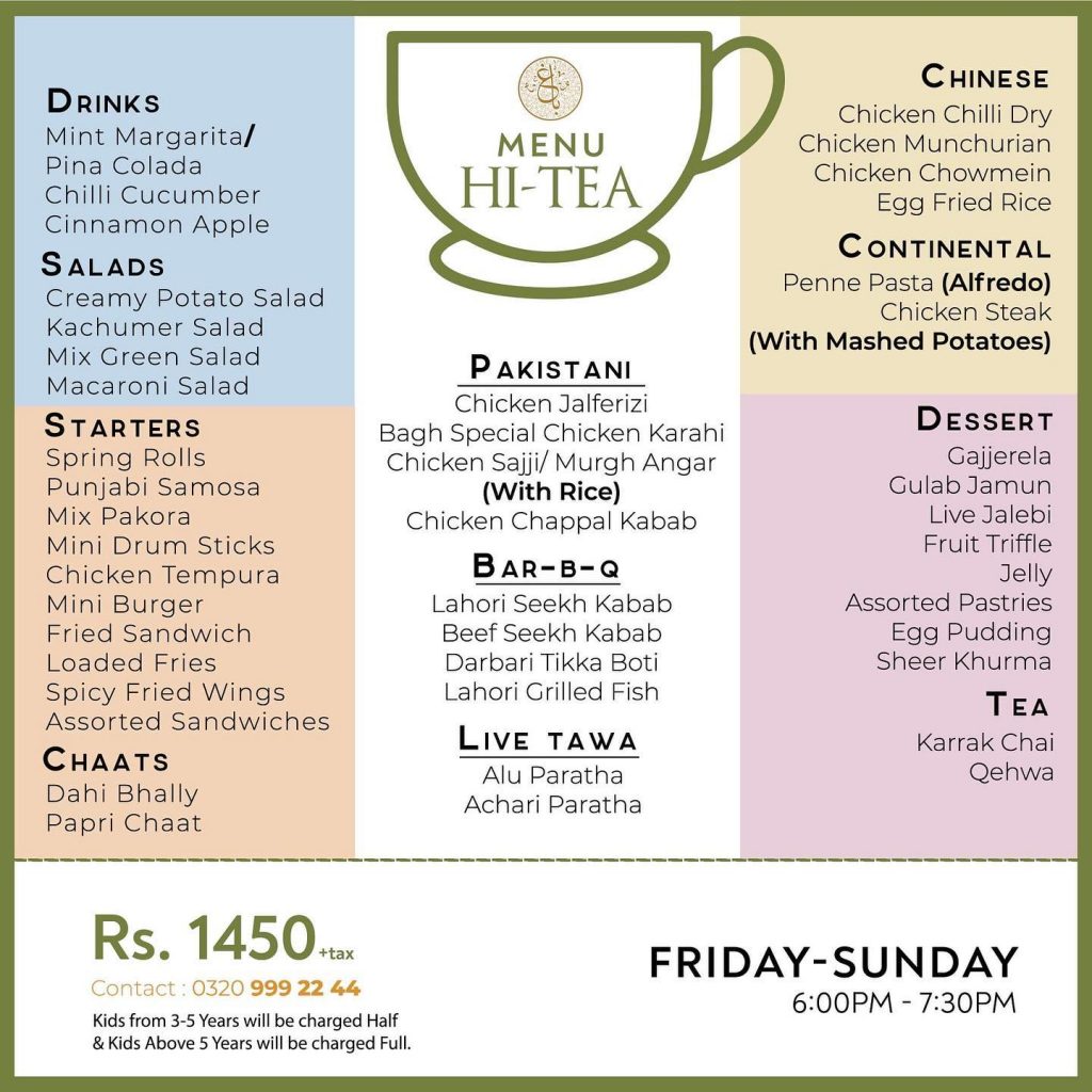 Bagh - The Desi Experience Hi Tea Menu